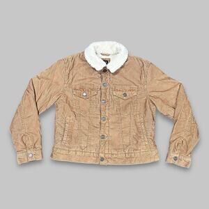 GAP Kids XL Sherpa-Lined Corduroy Trucker Jacket - Tan